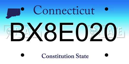 BX8E020 Connecticut License Plate