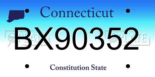 BX90352 Connecticut License Plate