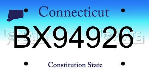 BX94926 Connecticut License Plate
