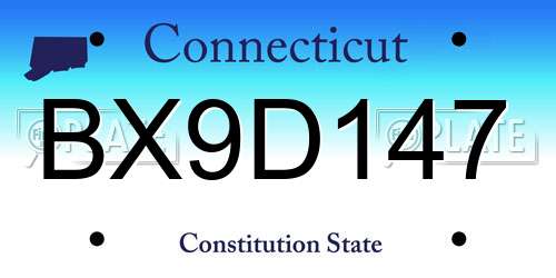 BX9D147 Connecticut License Plate
