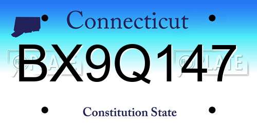BX9Q147 Connecticut License Plate