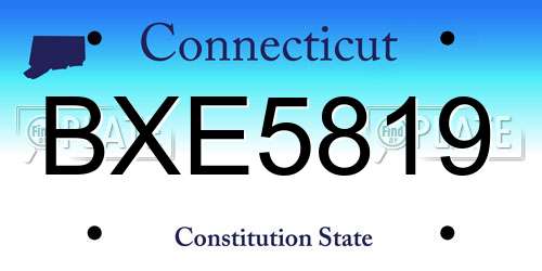 BXE5819 Connecticut License Plate