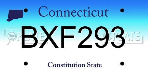 BXF293 Connecticut License Plate
