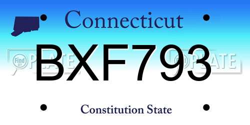 BXF793 Connecticut License Plate