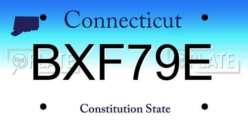 BXF79E Connecticut License Plate