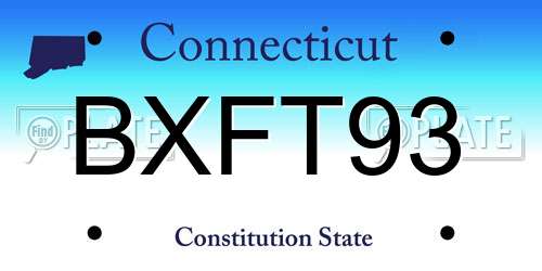 BXFT93 Connecticut License Plate