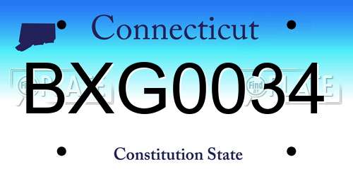 BXG0034 Connecticut License Plate
