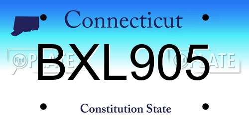 BXL905 Connecticut License Plate