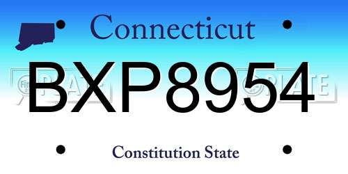 BXP8954 Connecticut License Plate