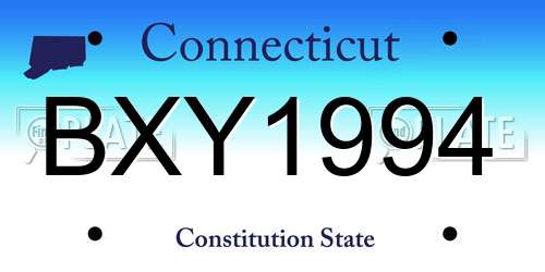BXY1994 Connecticut License Plate