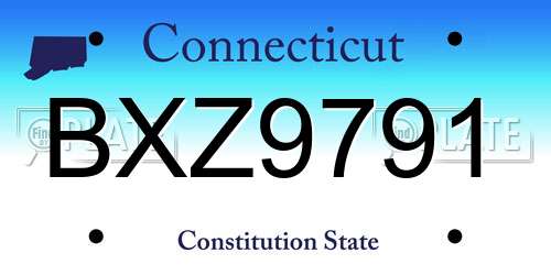 BXZ9791 Connecticut License Plate