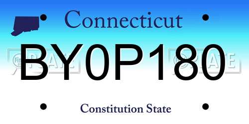 BY0P180 Connecticut License Plate