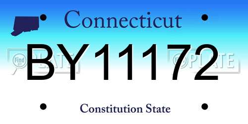 BY11172 Connecticut License Plate
