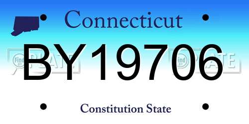 BY19706 Connecticut License Plate