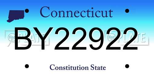 BY22922 Connecticut License Plate