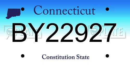 BY22927 Connecticut License Plate