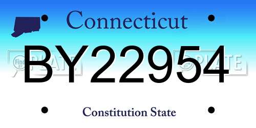 BY22954 Connecticut License Plate