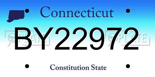 BY22972 Connecticut License Plate
