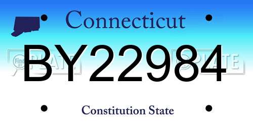 BY22984 Connecticut License Plate