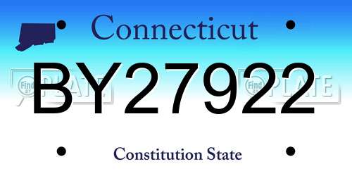 BY27922 Connecticut License Plate