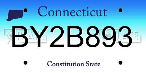 BY2B893 Connecticut License Plate