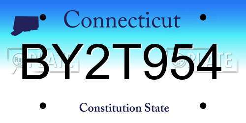 BY2T954 Connecticut License Plate