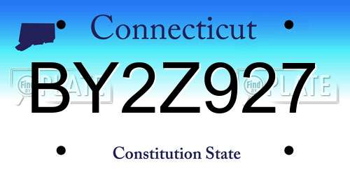 BY2Z927 Connecticut License Plate