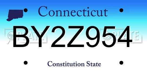BY2Z954 Connecticut License Plate