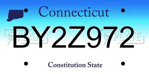 BY2Z972 Connecticut License Plate