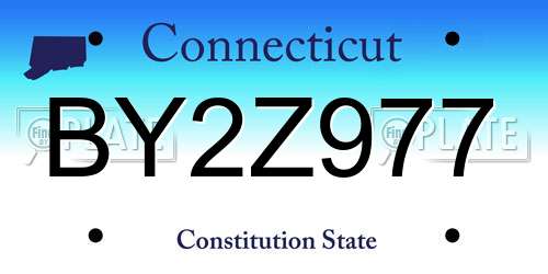 BY2Z977 Connecticut License Plate
