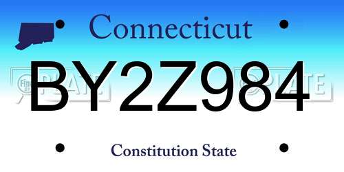 BY2Z984 Connecticut License Plate