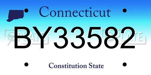 BY33582 Connecticut License Plate