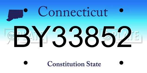 BY33852 Connecticut License Plate