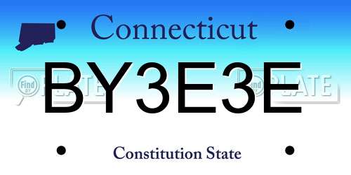 BY3E3E Connecticut License Plate
