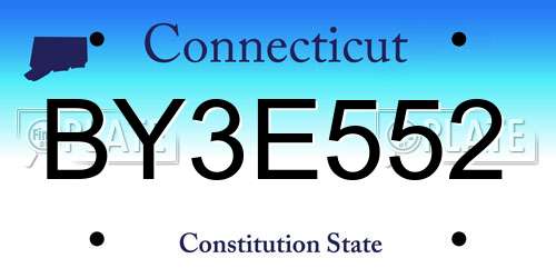 BY3E552 Connecticut License Plate