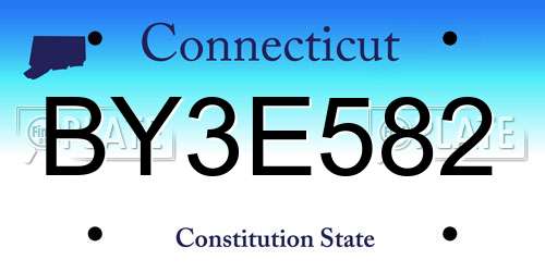 BY3E582 Connecticut License Plate
