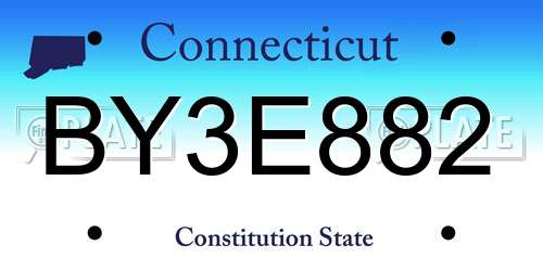 BY3E882 Connecticut License Plate