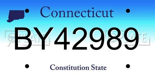 BY42989 Connecticut License Plate