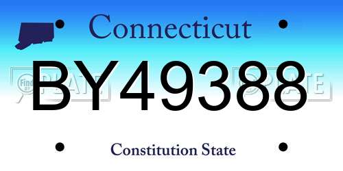 BY49388 Connecticut License Plate
