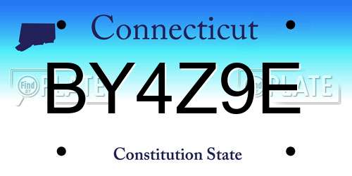 BY4Z9E Connecticut License Plate
