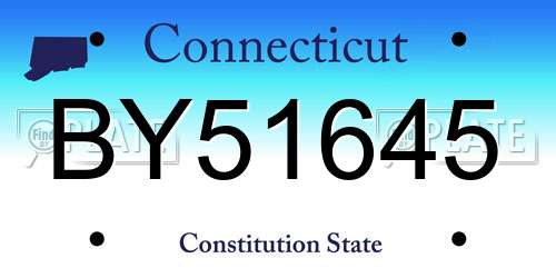 BY51645 Connecticut License Plate