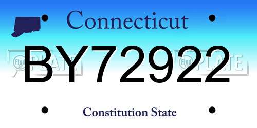 BY72922 Connecticut License Plate