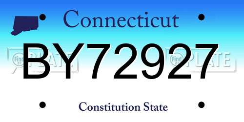 BY72927 Connecticut License Plate