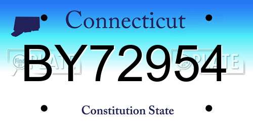 BY72954 Connecticut License Plate