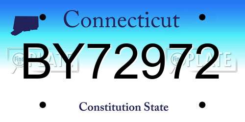 BY72972 Connecticut License Plate