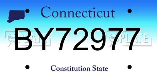 BY72977 Connecticut License Plate