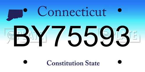 BY75593 Connecticut License Plate