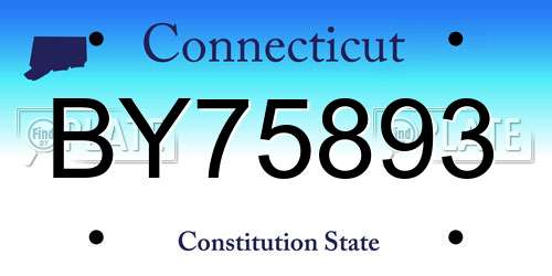 BY75893 Connecticut License Plate