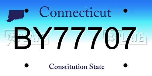 BY77707 Connecticut License Plate