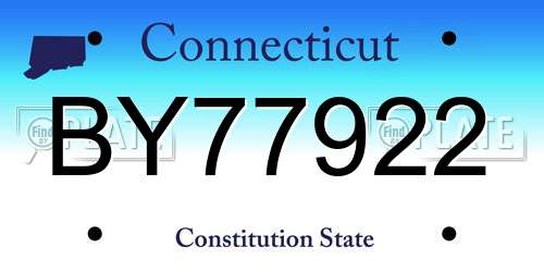 BY77922 Connecticut License Plate
